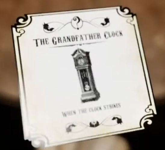 The Grandfather Clock clue card in The Cabin Game