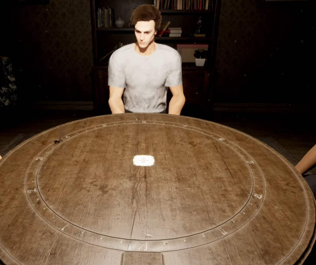 Four players seated around the round table before a run begins